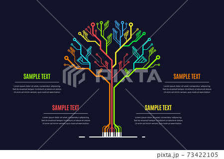 Infographic Template with PCB Tree on Black Background 73422105