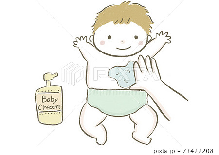 保湿クリームで赤ちゃんの乾燥対策の挿し絵のイラスト素材