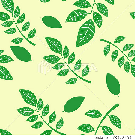 緑の葉っぱのシームレスパターン背景素材のイラスト素材