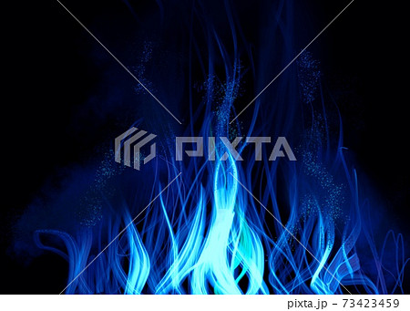 メラメラと燃える青い炎のシンプルなイラストのイラスト素材