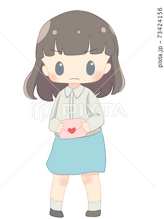 ラブレターを持つ女性 気合いのイラスト素材