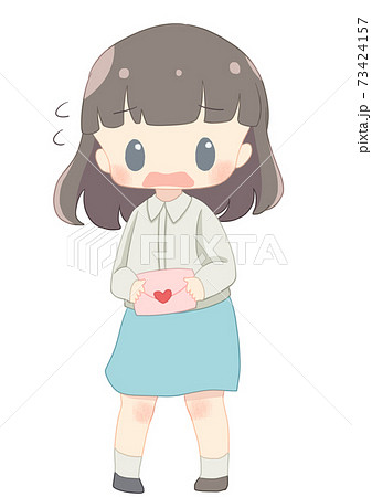 ラブレターを持つ女性 緊張するのイラスト素材 ラブレターを持つ女性 緊張するのイラスト素材