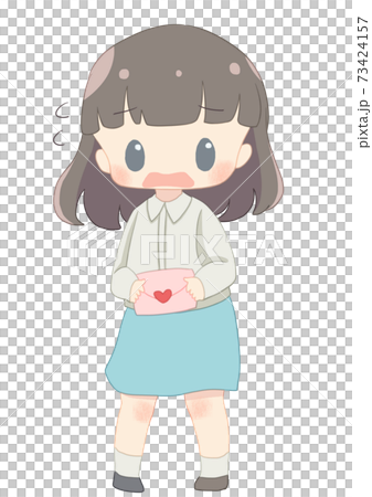 ラブレターを持つ女性 緊張する ラブレターを持つ女性 緊張する 73424157