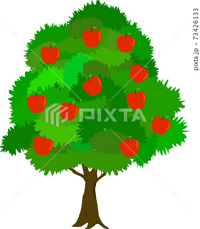可愛いシンプルなリンゴの木のイラスト素材