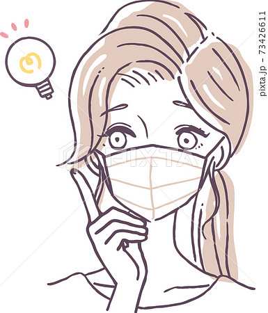 マスクをつけた女性がひらめくイラスト素材 マスクをつけた女性がひらめくイラスト素材 73426611