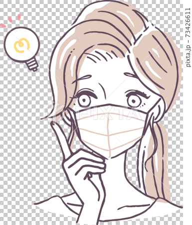 マスクをつけた女性がひらめくイラスト素材 マスクをつけた女性がひらめくイラスト素材 73426611