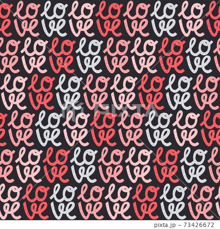 Valentine's Day seamless pattern. Love elements and modern lettering on a dark isolated background. 73426672