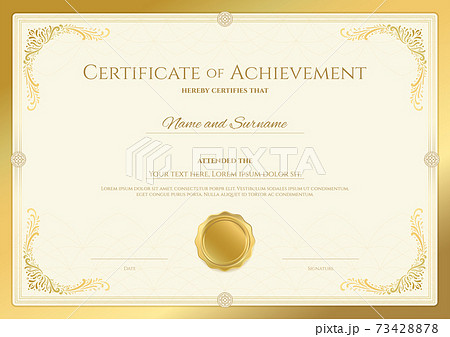 Luxury certificate template with elegant border frame, Diploma design for graduation or completion 73428878