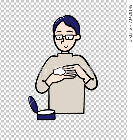 ハンドクリームを塗る男性のイラスト ハンドクリームを塗る男性のイラスト 73429148