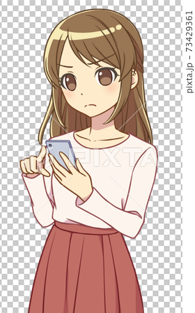 操作智慧型手機的便衣女子生氣了 73429361