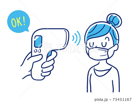 ベクターイラスト素材：女性の体温をチェックする、検温器、温度計、体温計 73431167