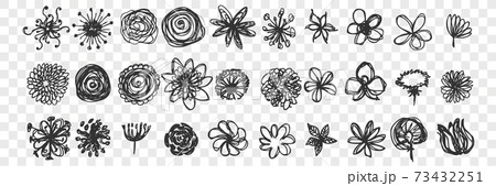 Hand drawn flowers doodle set 73432251