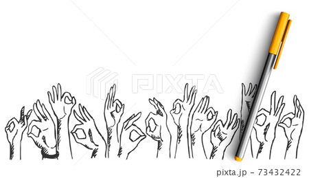 Hand gestures doodle 73432422