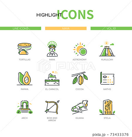 Maya - modern line design style icons set Maya - modern line design style icons set 73433376