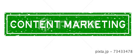 Grunge green content marketing word square rubber seal stamp on white background 73433478