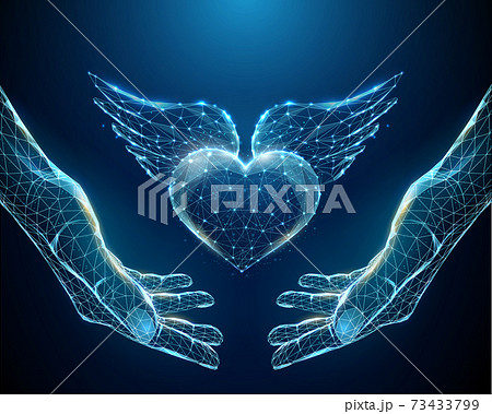 blue hearts with wings