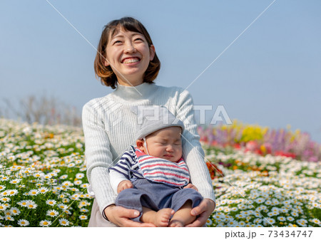 家族写真 花畑 家族写真 花畑 73434747