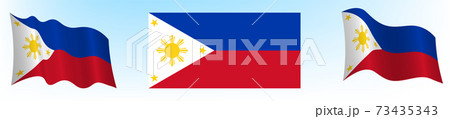 Flag of the Republic of the Philippines in a static position and in motion, developing in the wind, on a white background Flag of the Republic of the Philippines in a static position and in motion, developing in the wind, on a white background 73435343