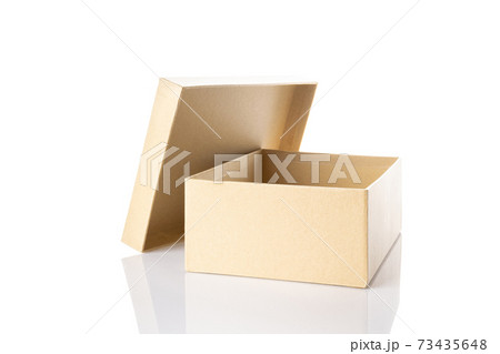 Cardboard box. Brown carton package isolated on white background for shipping delivery. Craft paper object with clipping path. 73435648