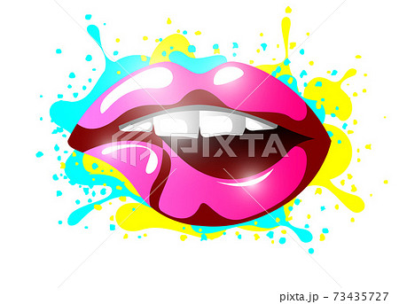 Vector lips in graphic style. Digital art 73435727