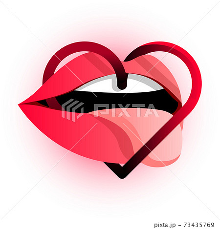 Vector lips in gradient style. Digital art 73435769