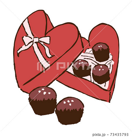 ハート型ボックスに入ったバレンタインチョコレートのお菓子のイラスト素材