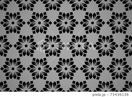 Flower geometric pattern. Seamless vector background. Black ornament 73436136