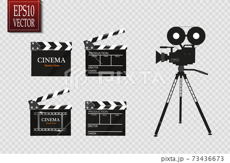 Online Cinema Background With Movie Reel And Clapper Board. Vector Flyer Or Poster. Illustration Of Film Industry. Template For Your Design Online Cinema Background With Movie Reel And Clapper Board. Vector Flyer Or Poster. Illustration Of Film Industry. Template For Your Design 73436673
