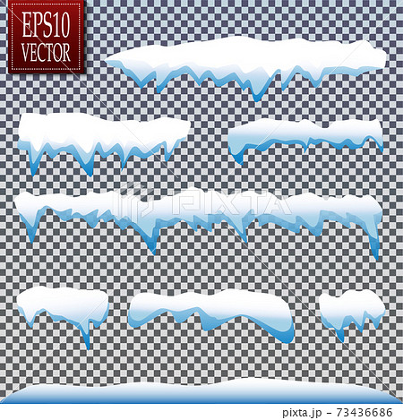Set of snow icicles isolated on transparent background. Vector illustration 73436686