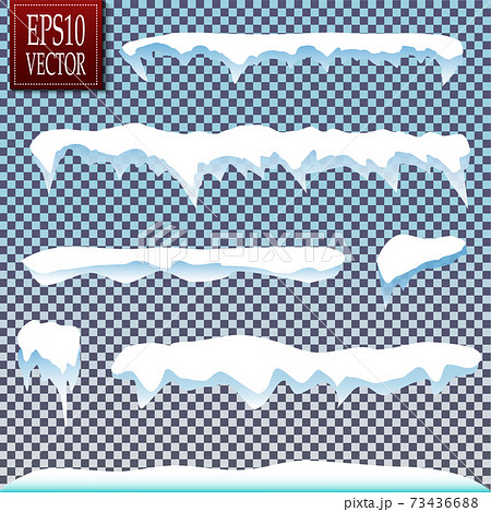 Set of snow icicles isolated on transparent background. Vector illustration 73436688