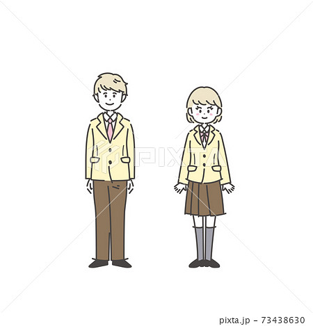 男女の学生が並んでいるイラスト 73438630
