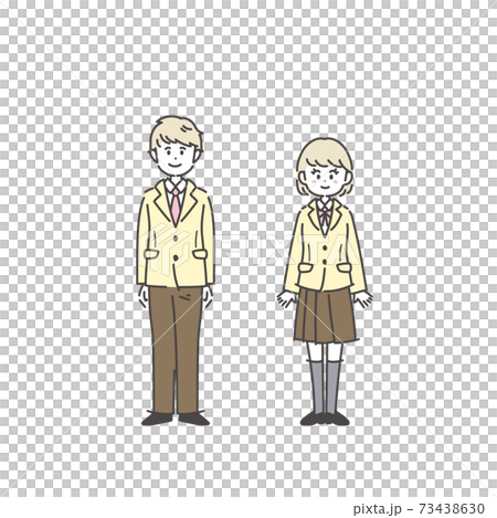 男女の学生が並んでいるイラスト 73438630