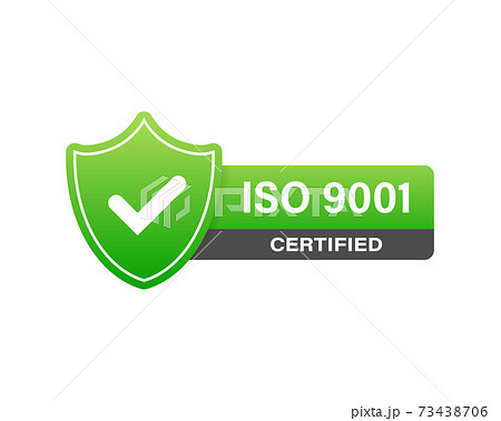 ISO 9001 Certified badge, icon. Certification stamp. Flat design vector. 73438706