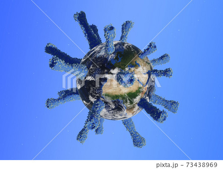 The planet Earth transform to virus, COVID-19 attack the world. Coronavirus concept, 3d render 73438969