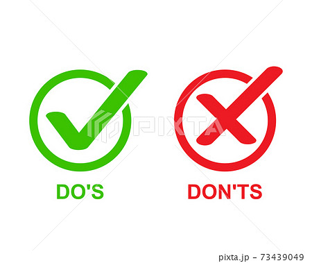 check marks ui button with dos and donts. flat simple style trend modern red and green checkmark. 73439049