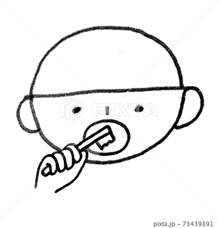 歯磨きしている男の子のイラスト 線画モノクロのイラスト素材