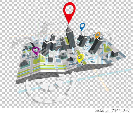 三維地圖和代表目的地的標記日本地圖矢量插圖無背景對角線 73441262