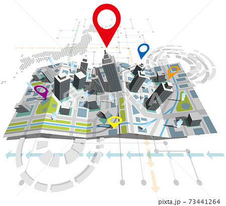 Three Dimensional Map And Marker Representing Stock Illustration