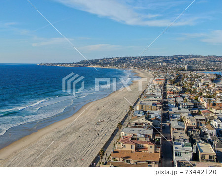 Aerial view of Mission Bay and Beaches in San Diego, California. USA.  73442120