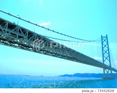 明石海峡大橋 神戸側にてのイラスト素材