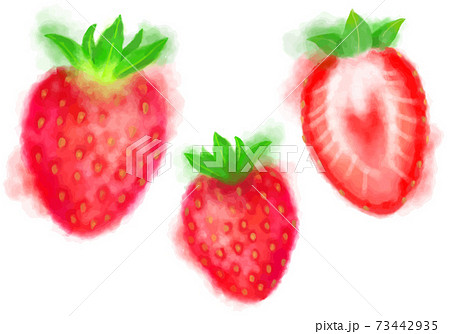 水彩の苺のイラスト素材 滲み のイラスト素材