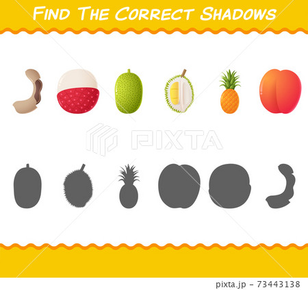 Find the correct shadows of cartoon fruits. Searching and Matching game. Educational game for pre shool years kids and toddlers Find the correct shadows of cartoon fruits. Searching and Matching game. Educational game for pre shool years kids and toddlers 73443138