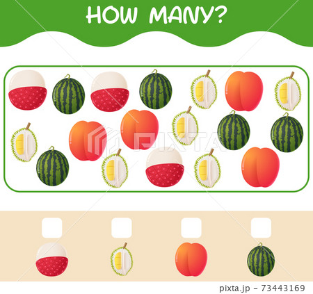 How many cartoon fruits. Counting game. Educational game for pre shool years kids and toddlers How many cartoon fruits. Counting game. Educational game for pre shool years kids and toddlers 73443169