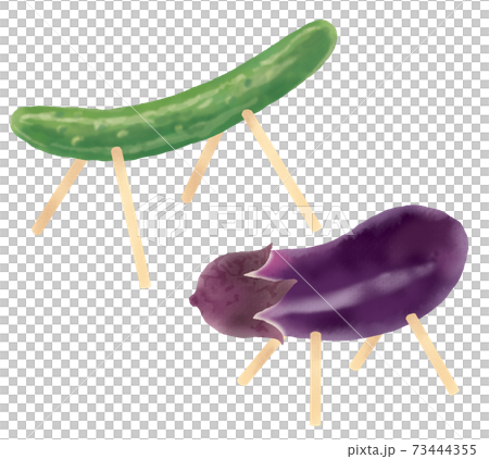 リアルな水彩タッチの精霊馬のイラストのイラスト素材