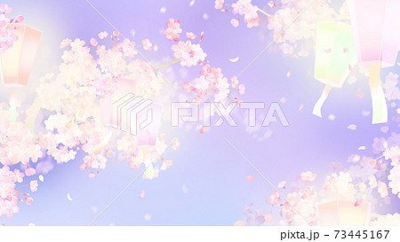 桜と提灯の素材 - 複数のバリエーションがあります 73445167