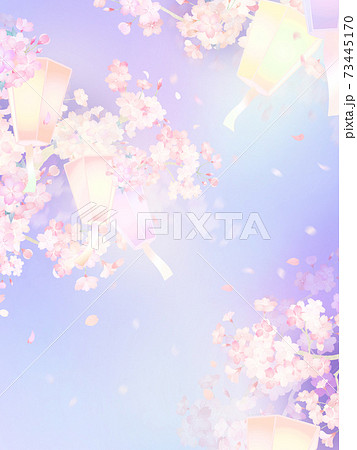 桜と提灯の素材 - 複数のバリエーションがあります 73445170