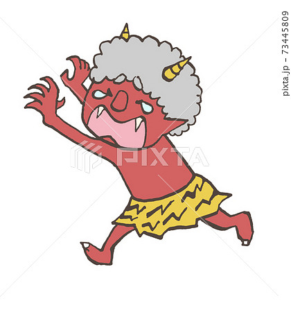 泣いて逃げる赤鬼のイラストのイラスト素材