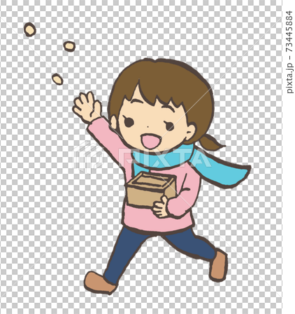 Illustration of a bean-throwing girl 73445884