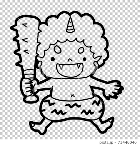 小鬼と金棒のイラスト線画 73446040