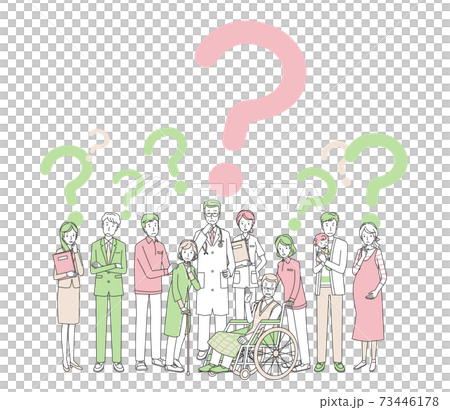 不安な介護と病院関係の人々 73446178